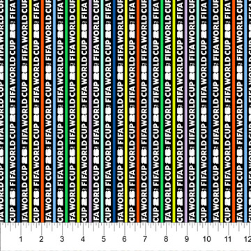 FIFA World Cup 2026 Officially Licensed Fabric | FIFA CORE COLLECTION 105-99 FIFA World Cup Strip Multi Black by Northcott | SOLD BY THE HALF-YARD