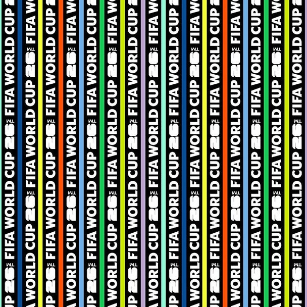 FIFA World Cup 2026 Officially Licensed Fabric | FIFA CORE COLLECTION 105-99 FIFA World Cup Strip Multi Black by Northcott | SOLD BY THE HALF-YARD
