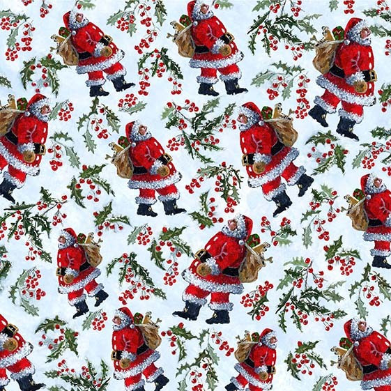 Hoffman Holiday Hideaway Y5773-698 Iceberg Santas Holly Berry | SOLD BY THE HALF-YARD