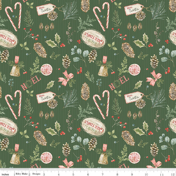 Riley Blake Holiday Spirit by Lisa Audit CD17461 Green Christmas Toss | SOLD BY THE HALF-YARD