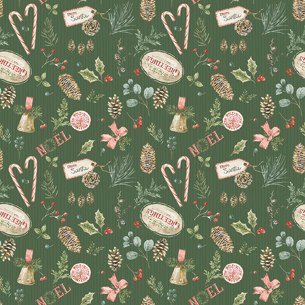Riley Blake Holiday Spirit by Lisa Audit CD17461 Green Christmas Toss | SOLD BY THE HALF-YARD