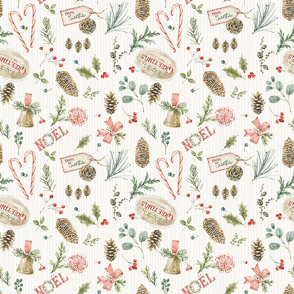 Riley Blake Holiday Spirit by Lisa Audit CD17461 Cream Christmas Toss | SOLD BY THE HALF-YARD