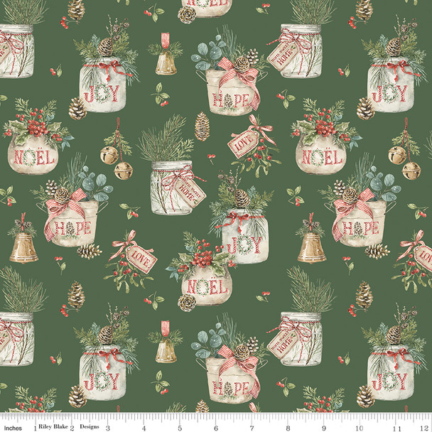 Riley Blake Holiday Spirit by Lisa Audit CD17460 Green Main Christmas | SOLD BY THE HALF-YARD
