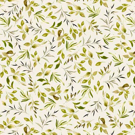 Serendipity by Leah Bisch for QT 32137-H Leaf Sprigs Pale Green | SOLD BY THE HALF-YARD