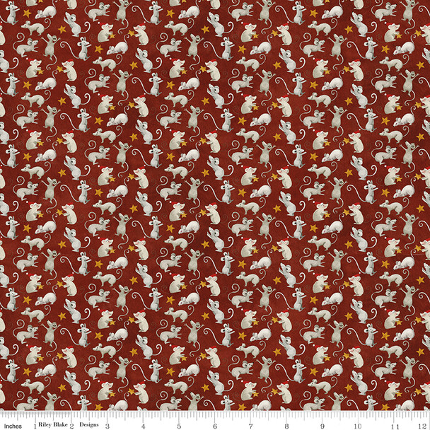 Riley Blake Northern Christmas Mice Red C17833 RED | SOLD BY THE HALF-YARD