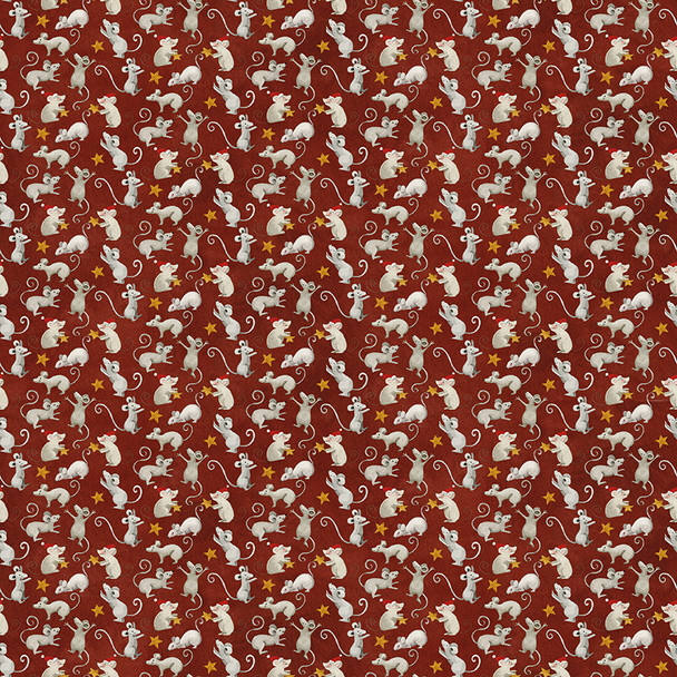 Riley Blake Northern Christmas Mice Red C17833 RED | SOLD BY THE HALF-YARD