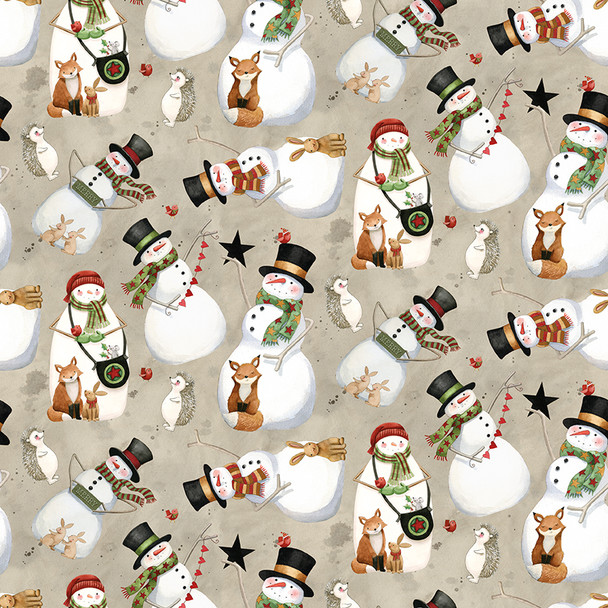 Riley Blake Northern Christmas Snowmen Neutral C17831 Neutral | SOLD BY THE HALF-YARD
