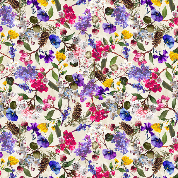 2026 All New England Shop Hop Fabric 55485D-6 State Flowers of New England | SOLD BY THE HALF-YARD