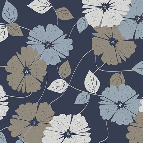 QT Fabrics Modern Refinement 31839-N Floral Vine Modern Navy | SOLD BY THE HALF-YARD