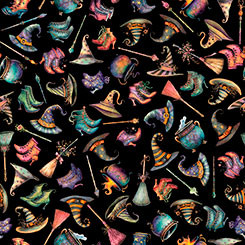 QT Fabrics Witchypoo 31938-J Witch Accessories Hats Black | SOLD BY THE HALF-YARD