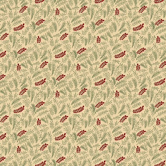Marcus Fabrics Pineberry Lane R172003D-CREAM Holiday Greenery | SOLD BY THE HALF-YARD