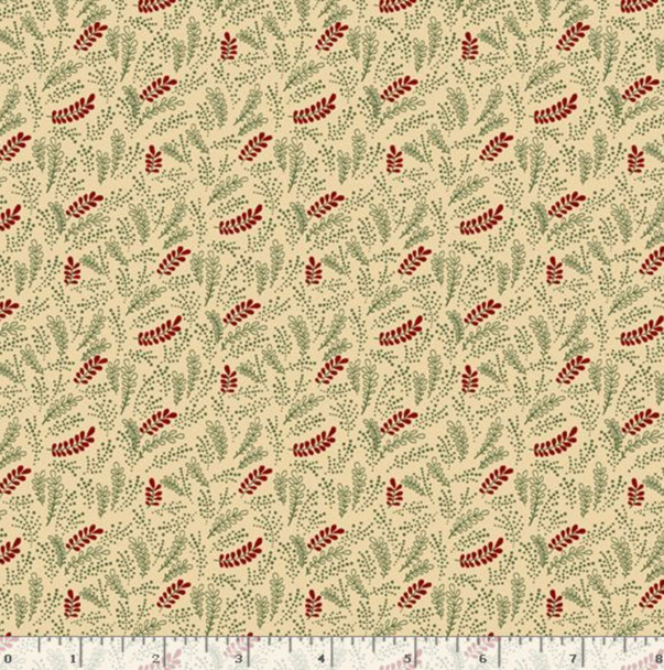 Marcus Fabrics Pineberry Lane R172003D-CREAM Holiday Greenery | SOLD BY THE HALF-YARD