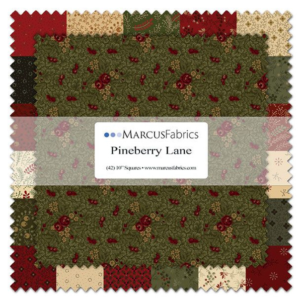 Marcus Fabrics Pineberry Lane 10" Square Pack SS189-0006- 42 Precut Pieces by Pam Buda