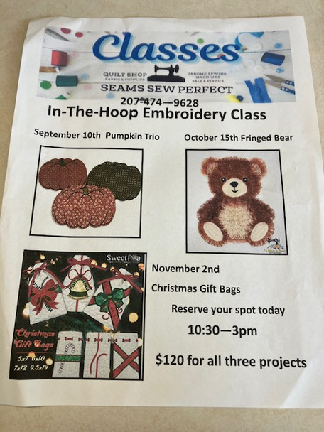 Class: Embroidery Workshop 3 Days over 3 months | Starts Thursday Sept 10/ then Oct 15 and Nov 2 10:30am-3pm