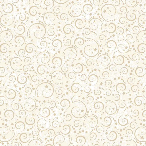 Nordic Holiday by Henry Glass 3609-44 Swirl Blender Cream | SOLD BY THE HALF-YARD