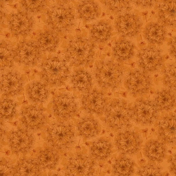 Henry Glass - Oak and Berries Digital 3654-35 Rust Dandelion Monotone | SOLD BY THE HALF-YARD