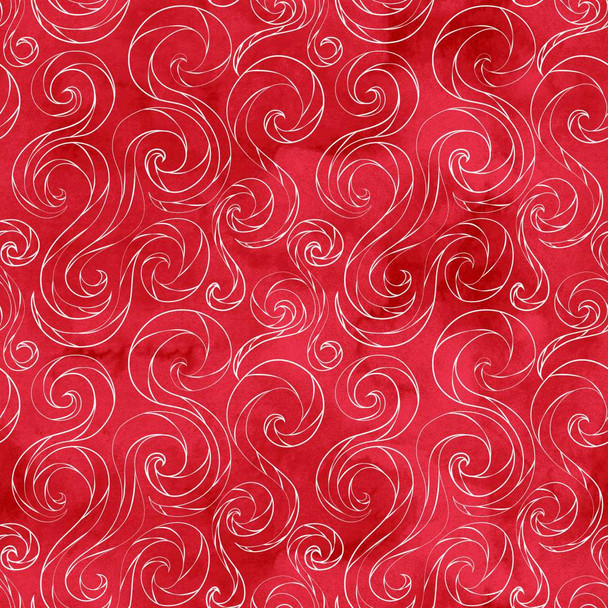 Christmas In Color Digital by Henry Glass 2452-82 Ruby Small Swirls | SOLD BY THE HALF-YARD
