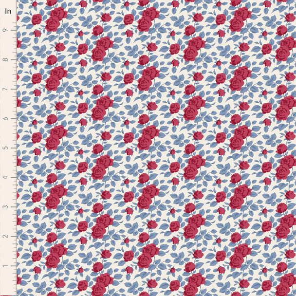 Tilda Village Life 100694 Margot Burgundy Roses | SOLD BY THE HALF-YARD