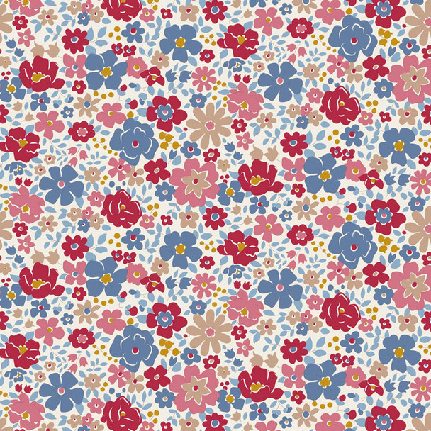 Tilda Village Life 100691 Esther Cold Cream Packed Ditsy Floral | SOLD BY THE HALF-YARD