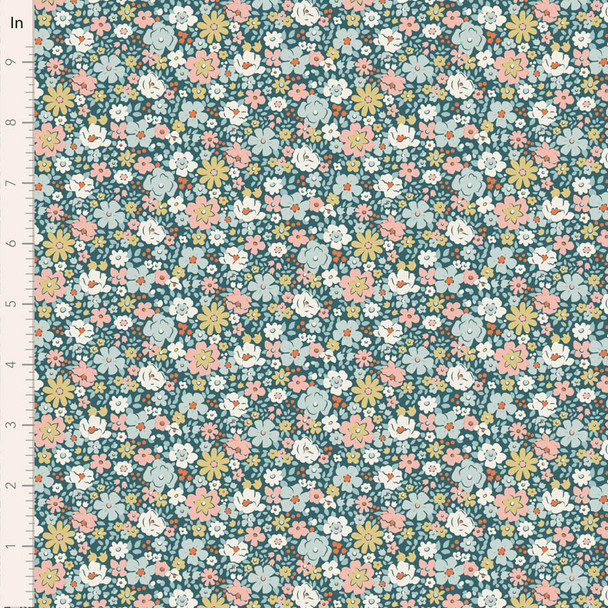 Tilda Village Life 100689 Esther Petrol Packed Ditsy Floral | SOLD BY THE HALF-YARD