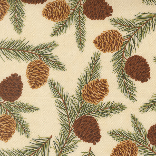 Northwoods Lodge by Deb Strain for Moda 59191 11 Pine Cones Natural | SOLD BY THE HALF-YARD