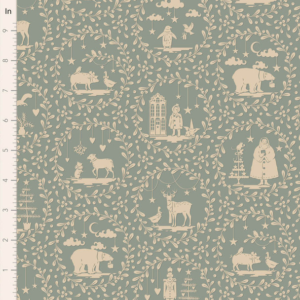 Pre-Order Tilda Merry Little Christmas Paperscenes Duckegg 100629 | SOLD BY THE HALF-YARD