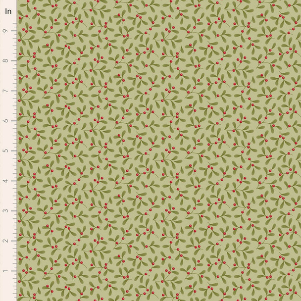 Pre-Order Tilda Merry Little Christmas Mistletoe Pistachio 100633 | SOLD BY THE HALF-YARD