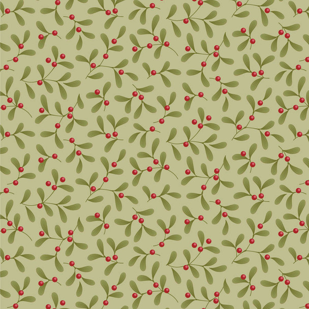Pre-Order Tilda Merry Little Christmas Mistletoe Pistachio 100633 | SOLD BY THE HALF-YARD