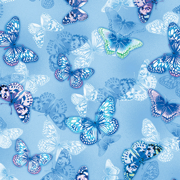 Benartex Kanvas Butterfly Bliss - Blissful Butterflies True Blue 12807 56 | Per Half Yard