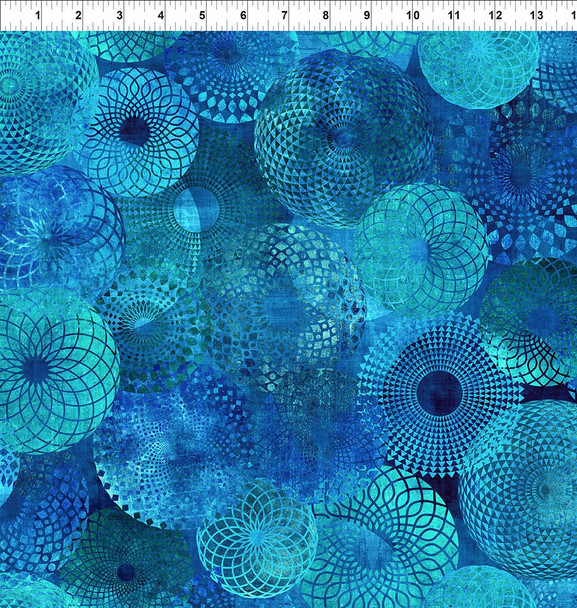 In The Beginning: Halcyon 3HN-2 Circles - Blue | Per Half Yard