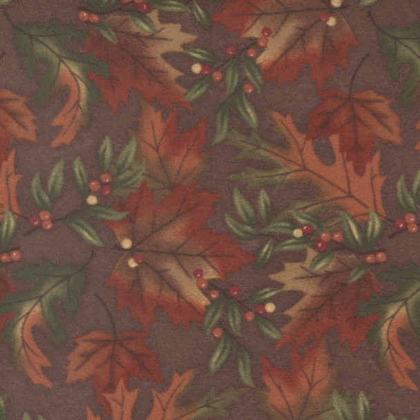 Moda Fall Melody Flannel | 6901 14F Brown Leaf Leaves Landscape| Per Half Yard