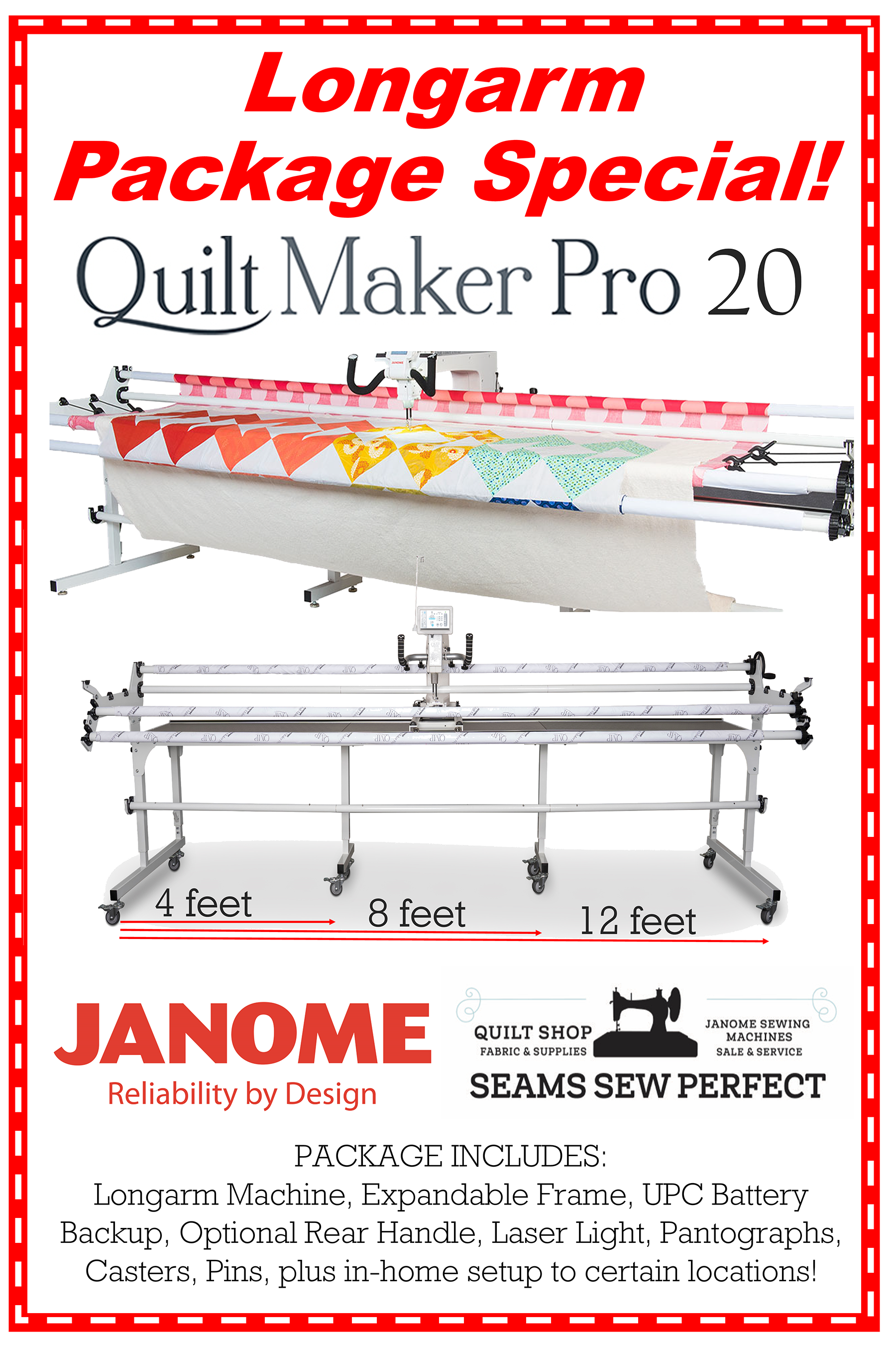 Janome Quilt Maker Pro 12' Frame - Quilt Quarters