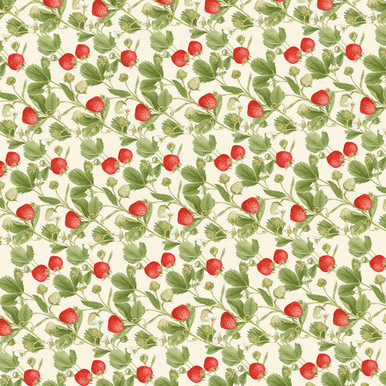 Remnant. 16 x 44 Alexander Henry Very Strawberry Large Graphic Fruit Retro  Cotton Quilting Fabric PCAH331