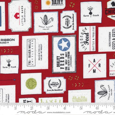 Moda - Graze 55600 16 Farm Fresh Red Feed Sack Labels | Per Half Yard