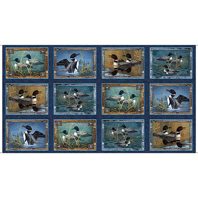 Loon by the Lake Scene Fabric Panel –