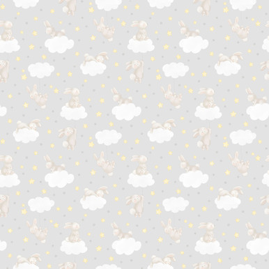 Northcott Snuggle Bunny Flannels F26662-91 Bunny Clouds Gray Multi