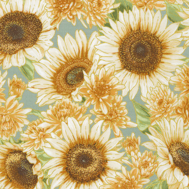 Robert Kaufman Autumn Fields SRKM-21572-39 Willow Sunflowers Gourds  Metallic| Per Half Yard