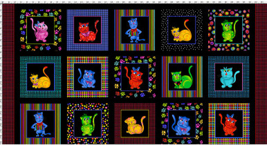 Loralie Designs Cool Cats PANEL 691791 Black 24