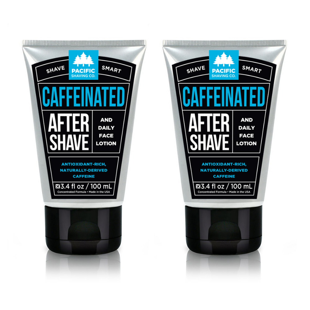 Put caffeine on your mug, not in Caffeinated aftershave moisturizer Pacific Shaving Company