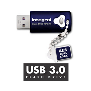 INFD16GCRYDL3.0197, 16GB Integral Crypto Dual 197 USB3.0 Flash Drive-AES