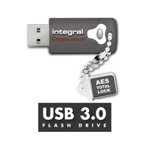 INFD64GCRY3.0197, 64GB Integral Crypto 197 USB3.0 Flash Drive-AES