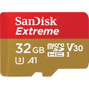32GB MicroSDHC Sandisk Extreme R100/W60 C10 U3 V30 A1 met adapter SDSQXAF-032G-GN6MA