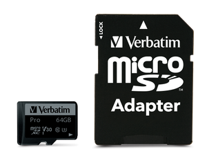 47042, 64GB MICRO SDXC CARD PRO UHS-3 CLASS 10 INCL ADAPTER