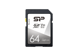 SP064GBSDXCV3V10, 64GB SDXC Superior V30 UHS-1 R/W up to 100/80 MB/s, UHS-1 (U1), 4K Ready