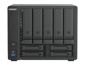 TS-h966TX-8G, 9-bay NAS, Intel Core i3 6-core processor, 8 GB DDR5 SODIMM (max. 64 GB total, 2 slots), 5 x 2.5/3.5 SATA 6Gbps + 