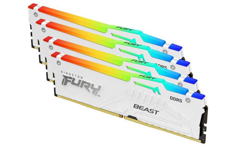 KF560C40BWAK4-64, 64GB 6000MT/s DDR5 CL40 DIMM (Kit of 4) FURY Beast White RGB XMP