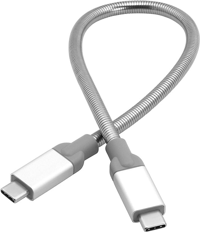 48867, USB 3.1 TYPE-C TO TYPE-C STAINLESS STEEL CABLE 30CM SILVER