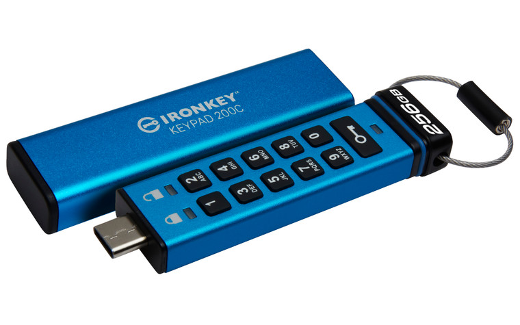 IKKP200C/256GB, 256GB USB-C IronKey Keypad 200C, FIPS 140-3 Lvl 3 (Pending) AES-256