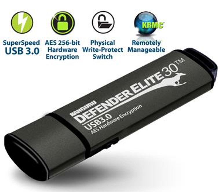 64GB Defender Elite30 Encrypted USB 30 Zwart