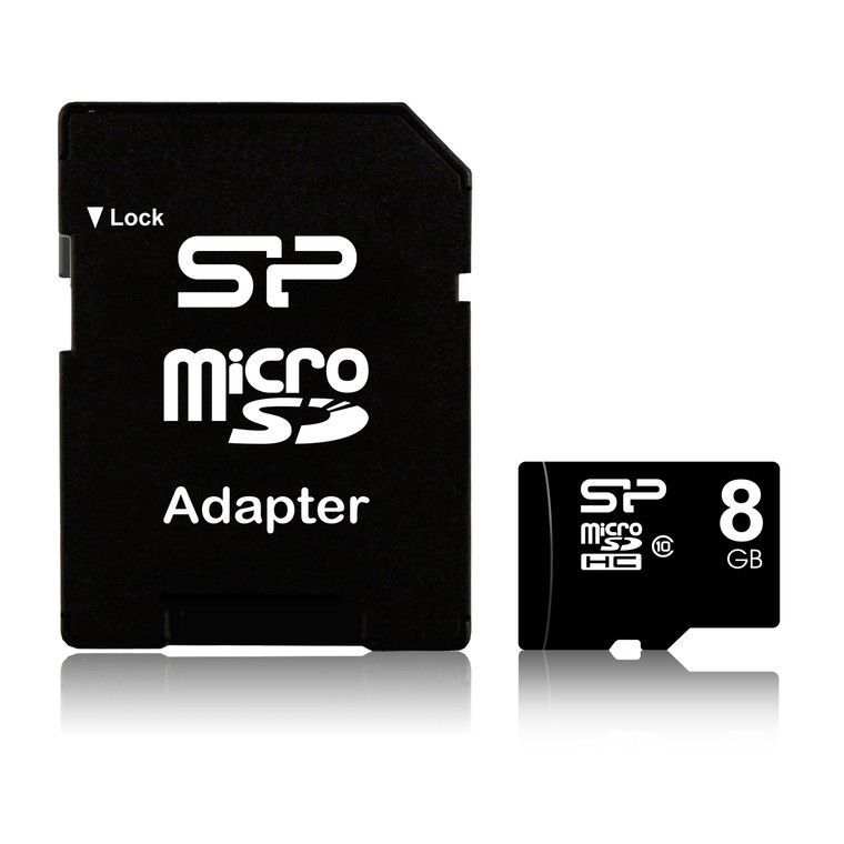 SP008GBSTH010V10SP, 8GB microSDHC Class 10 R/W up to 40/10 MB/s, w/ adapter